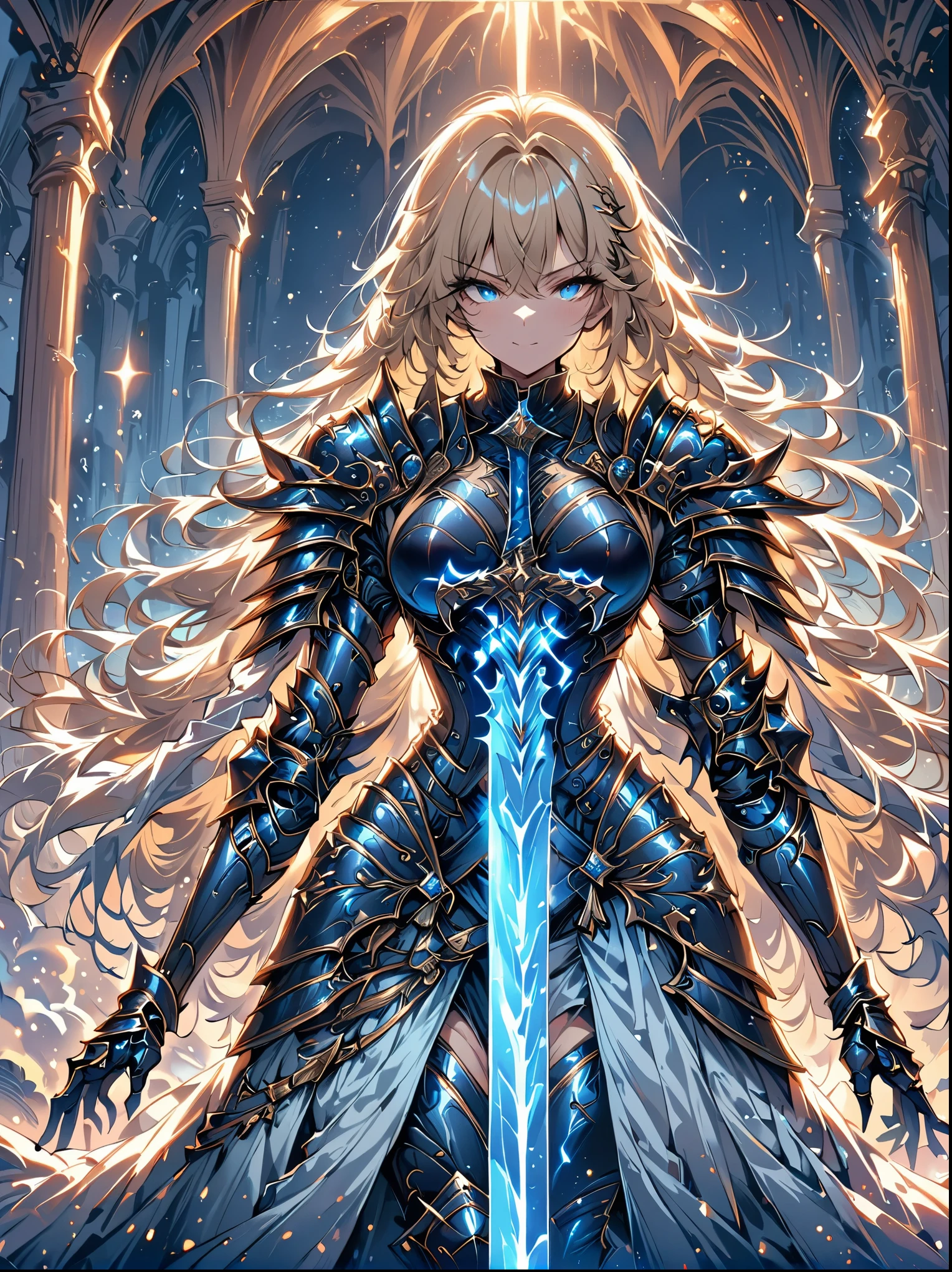 amazing quality, masterpiece, best quality, Super detailed, Super detailed, ultra high definition, perfect anatomy,
fashion show, Model, fashion pose, Wearing fantastic armor, armor, Hold a glowing sword, track, stone road, pastel tones, blond, Raise your hand,
Hong Kong style,
Very detailed,