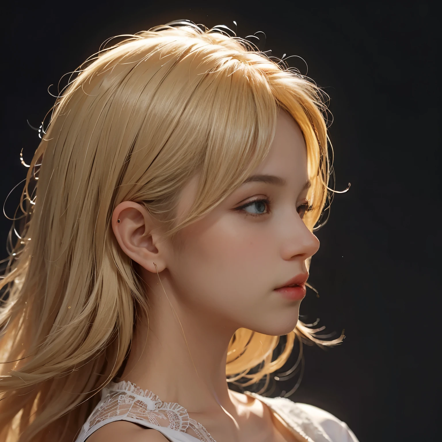 profile, profile, portrait, blond hair, blonde, beautiful eyes, beautiful woman,