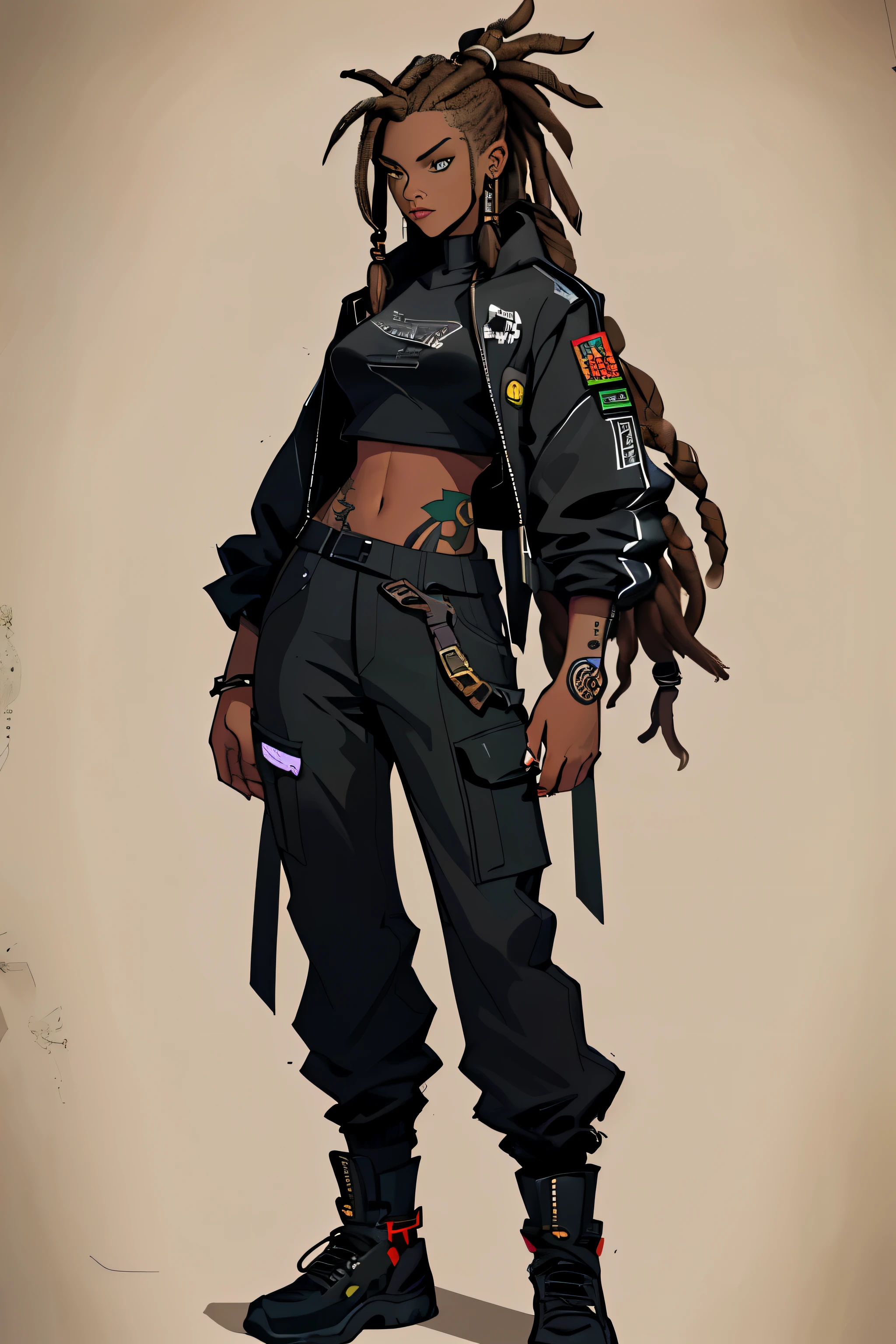 anatomically correct,(Best Quality,4k,8k,High resolution,masterpiece:1.2),ultra detailed,(realist,photorealist,photo-realist:1.37),1 girl,hip-hop style suit,High ponytail,incredibly long hair,cowgirl pose,looking at the viewer,Leaning forward,by Santiago Caruso,by Mike Azevedo,detailed eyes,detailed lips,extremely detailed face,long eyelashes,dynamic pose,showy,vibrant colors,warm lighting
