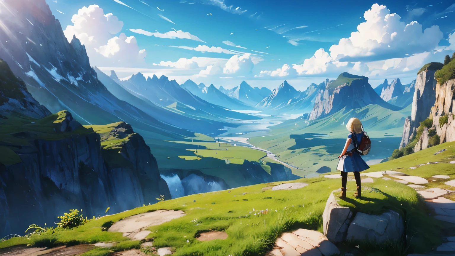 fantasy landscape and girl