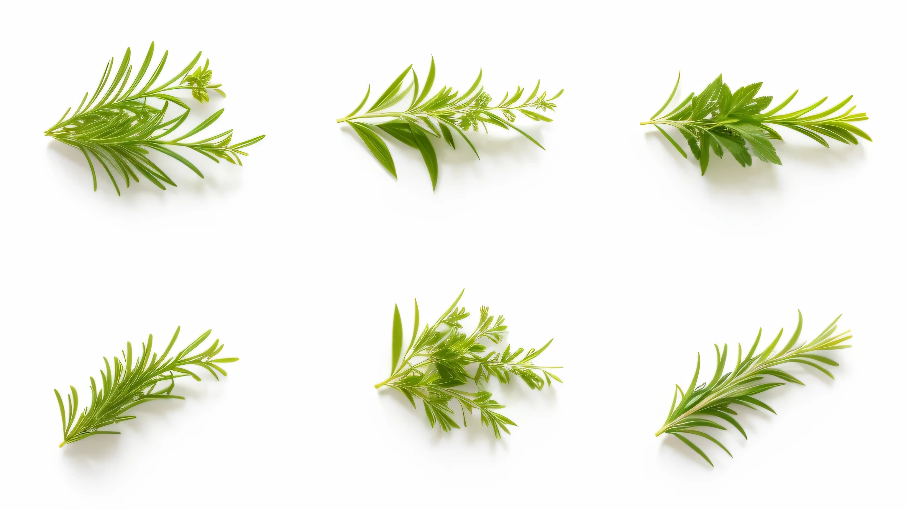a close up of a bunch of green plants on a white surface, herbs, on a white background, on the white background, herb, isolated on white background, 3840 x 2160, 3840x2160, oscar winning, greenery, top down photo, set against a white background, by Matthias Stom