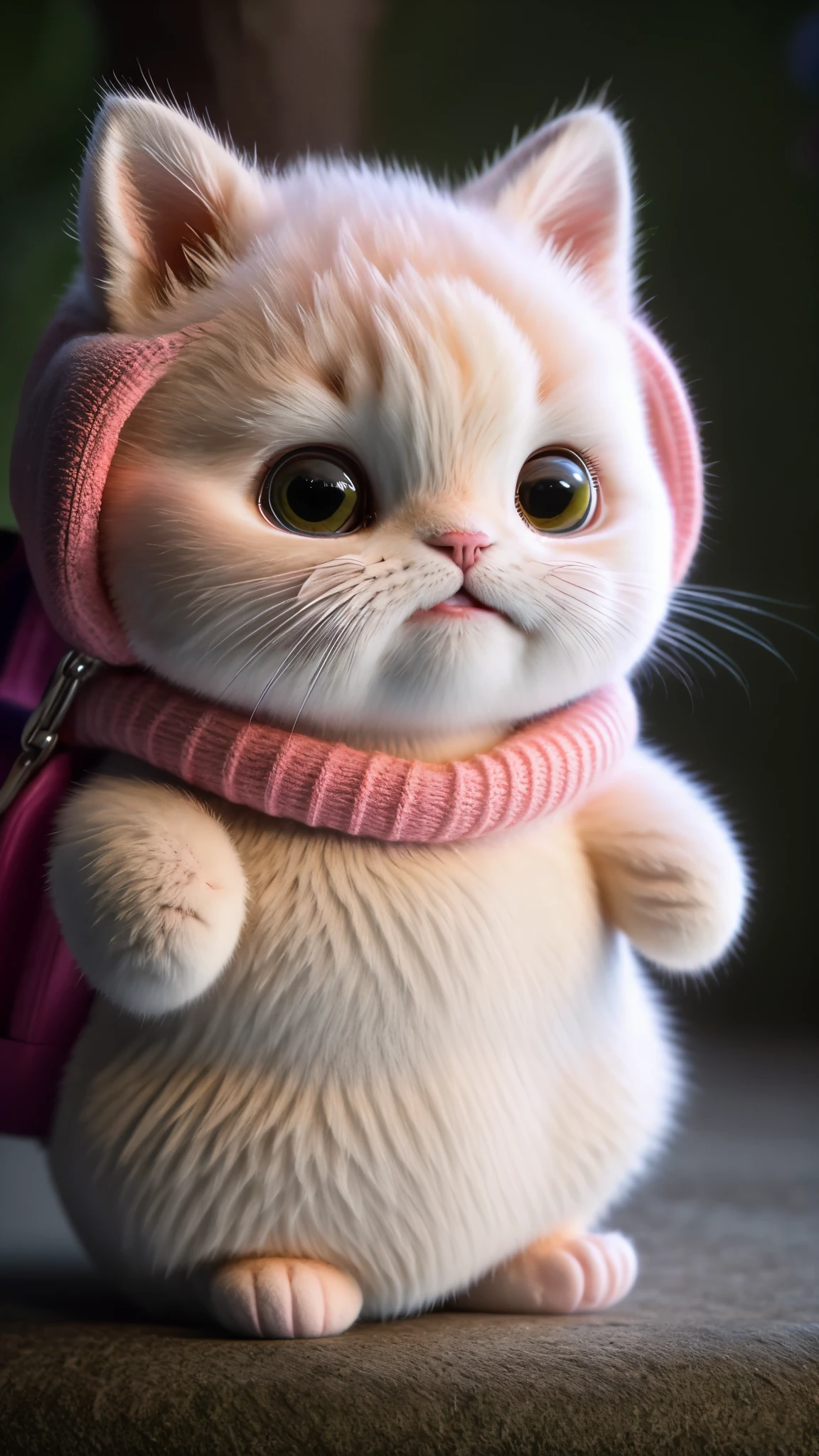 cat, light pink, fairytail, garfield, no_humans, depth of field, disney style, wearing DRK_Glam, deep shadow, (8k, RAW photo, best quality, masterpiece: 1.2), big expression happy with mouth,