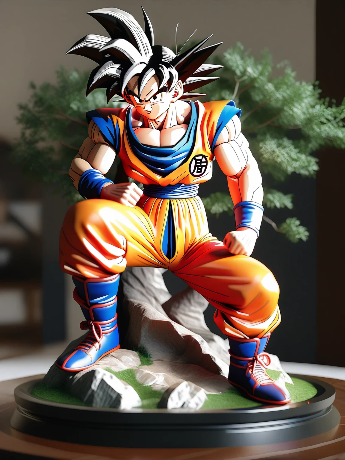 diy28，Highest quality, ultra-high definition, masterpieces, 8k, realistic, anime styled, 3d render，arafed image of a statue of a young gohan with a tree in the background, photorealistic human goku, son goku, highly detailed portrait of goku, goku, portrait of goku, goku from dragon ball, goku from dragon ball z, human goku, goku from dragonball z, dragon ball artstyle, goku as an asian man, fan art, goku portrait
