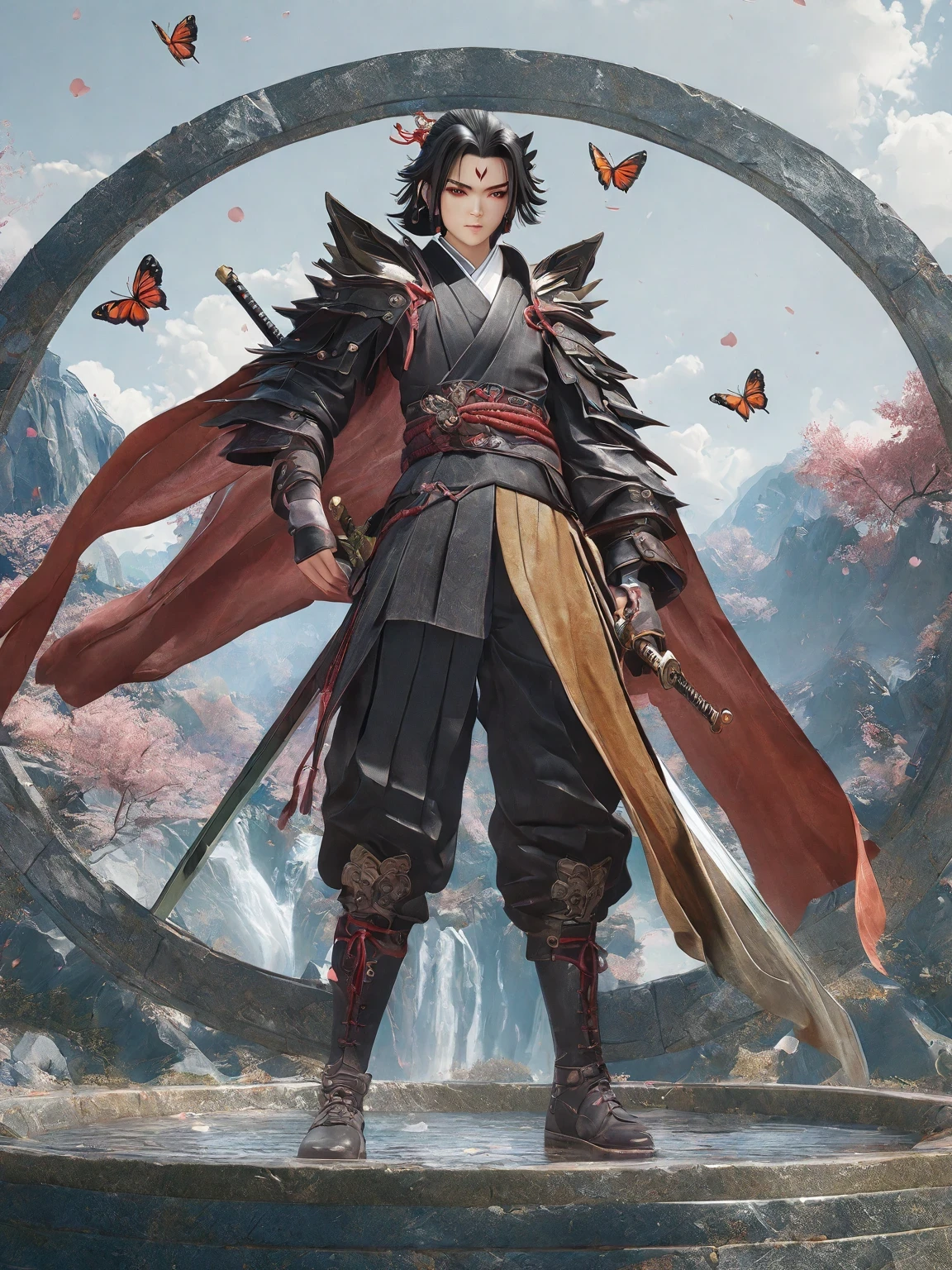 diy21,Highest quality, ultra-high definition, masterpieces, 8k, realistic, anime styled, 3d render,anime - style illustration of a woman holding a sword with butterflies flying around her, badass anime 8 k, anime style 4 k, anime art wallpaper 8 k, demon slayer rui fanart, anime art wallpaper 4k, anime art wallpaper 4 k, demon slayer artstyle, 4 k manga wallpaper, 4k anime wallpaper, anime wallpaper 4k, anime wallpaper 4 k