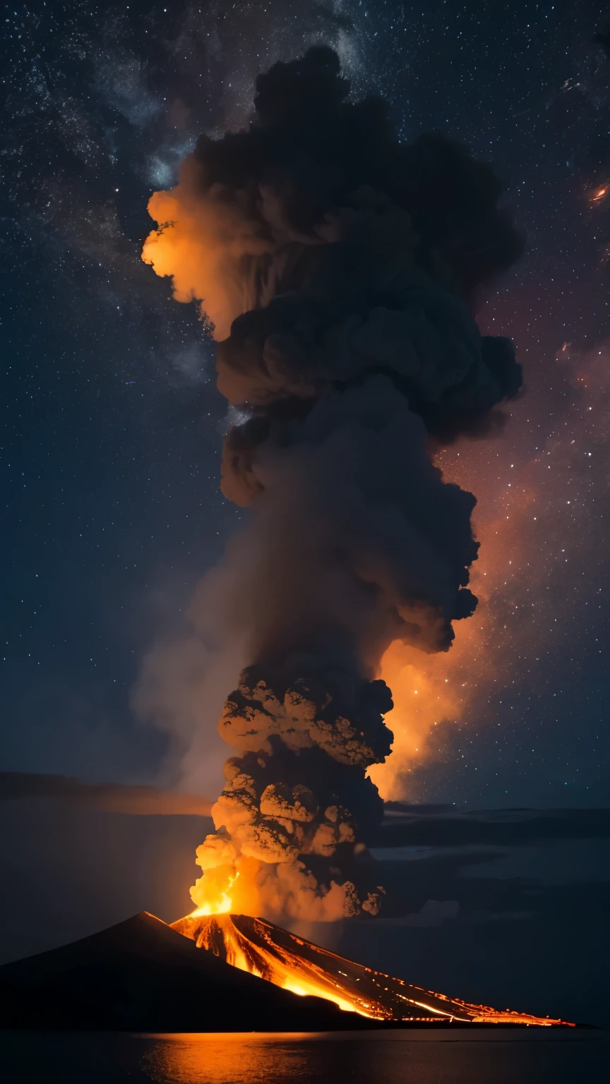 Island volcanic eruption in the tropics.