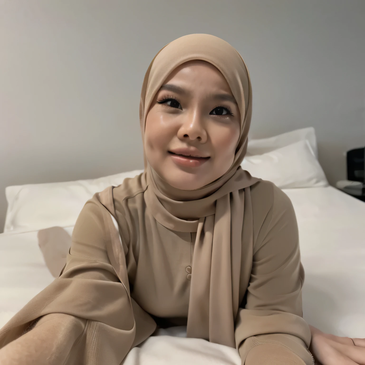 ((best quality)), ((masterpiece)), (detailed), 4K, perfect face, malay woman, 30 years old Man, 25 years old malay woman wearing hijab, 2 man having sex with 1 woman, doggy style, camera from beside, on bed, wet body, cum dripping on body, open mouth, orgasm, slightly chubby face but skinny body