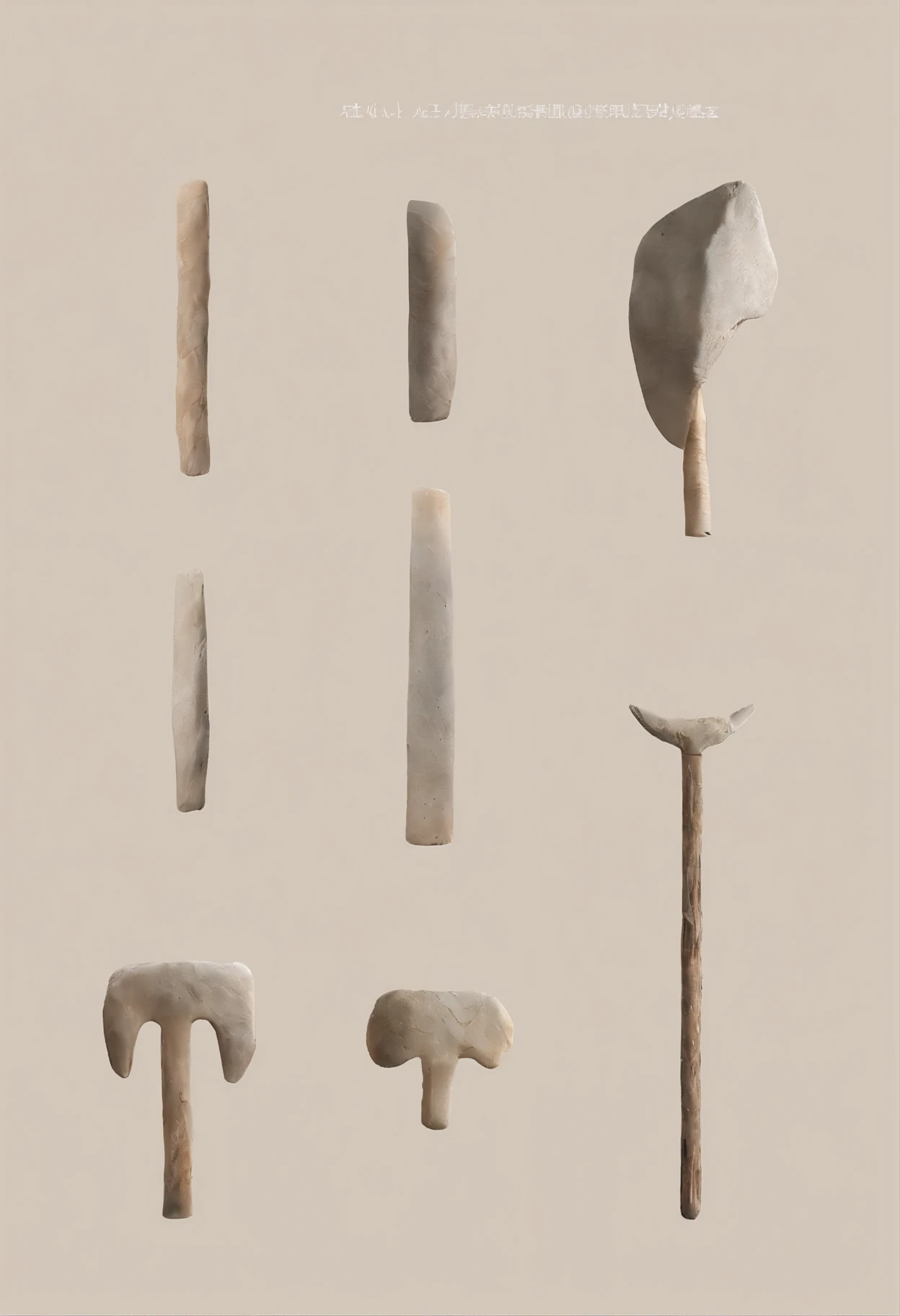 Ancient Stone Age,Stone制作的工具,Stone axes,prehistoric tools,Stone,stone stick,Fantasy art. ish, Thick strokes.