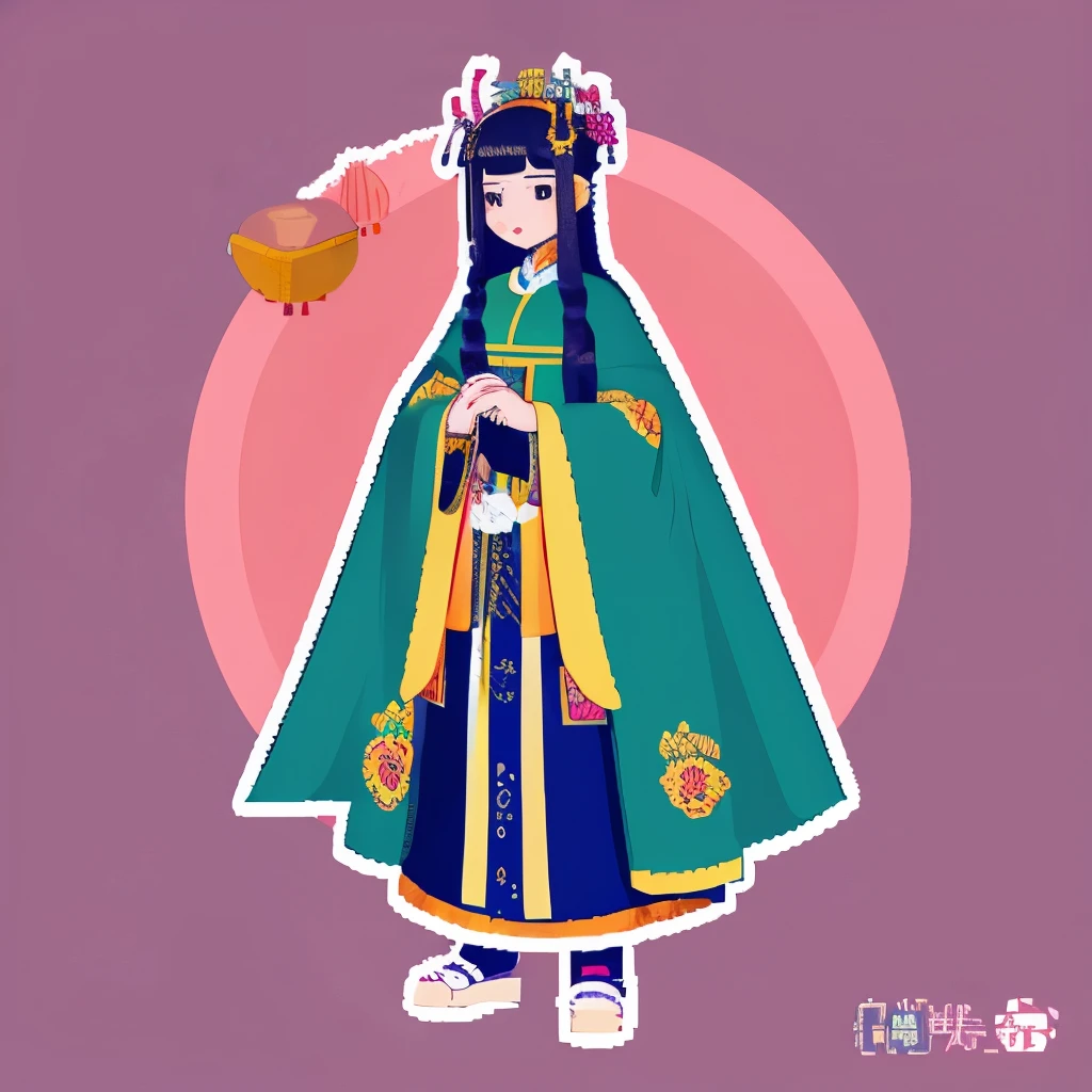 Pixel art of a girl wearing Chinese clothes