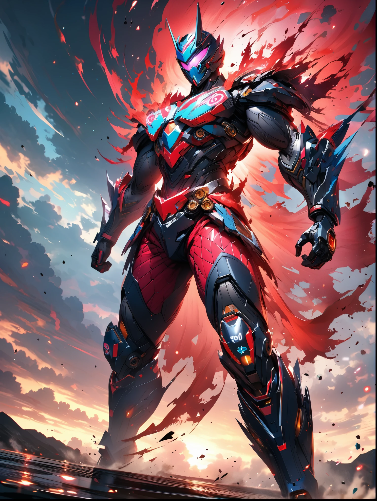 8K resolution, ((highest quality)), ((masterpiece)), ((super detailed)), (very delicate and beautiful), Kamen Rider, Hero, special effects, Japan, cool, whole body