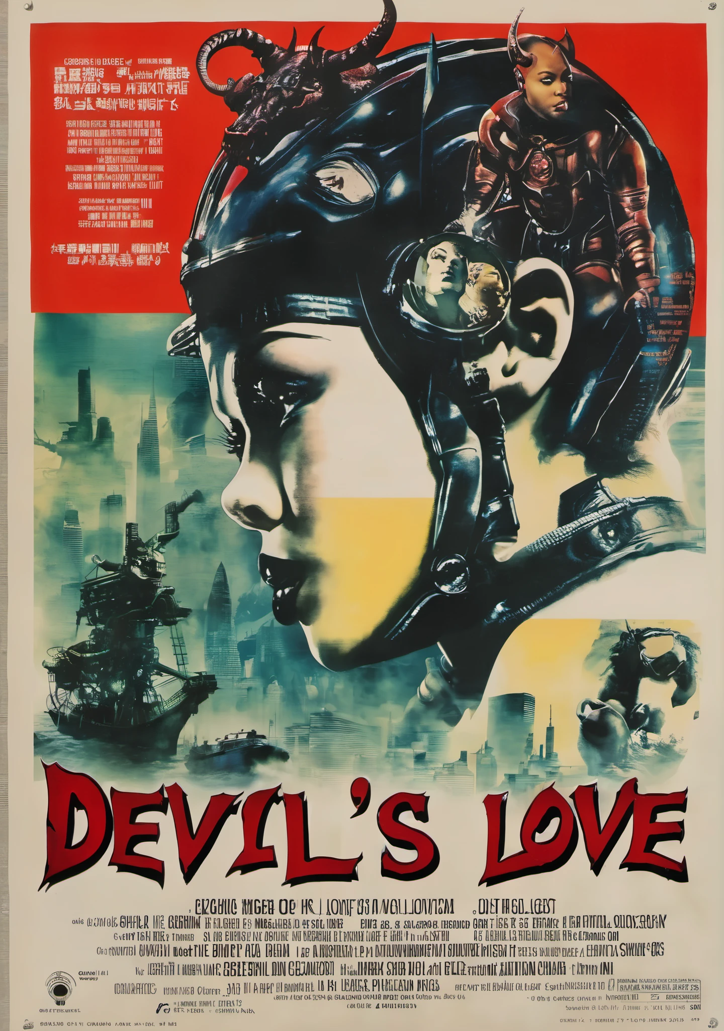 Cine art (title: "Devil's Love") cyborg girl movie poster 