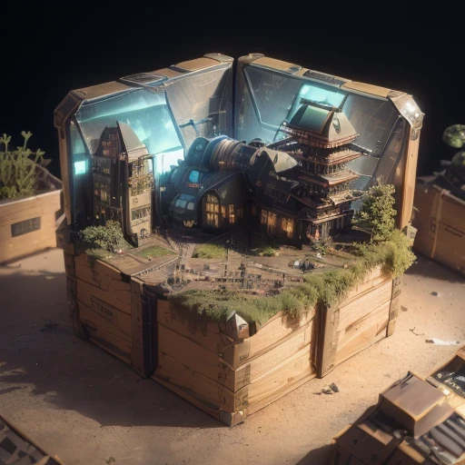 6598年Mars realistic model, (bifurcation, original photo, best quality, masterpiece:1.4),SteampunkCyberpunk6820 City,(CyberpunkMars light:1.3), Mars (related to land),(in a small nature box:1.3),Isometric, small nature, landscape on foundation,landscape,