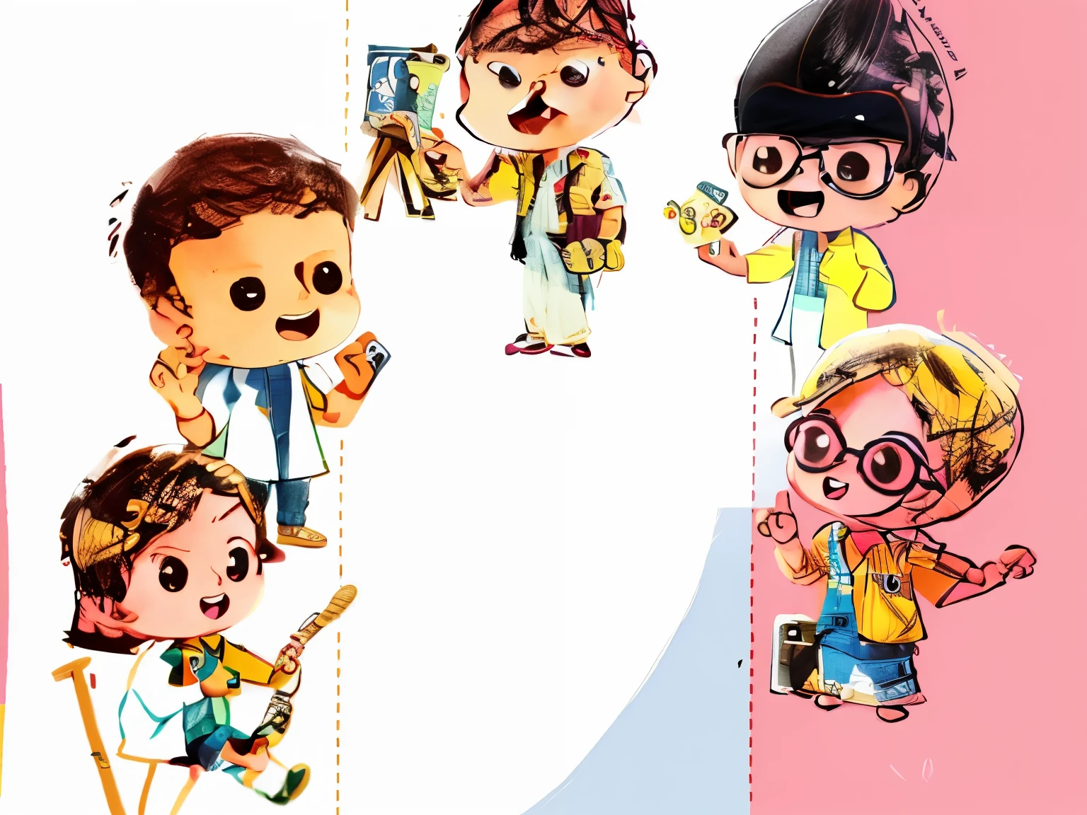sketches of a group of people with different expressions, official fanart, inspired by JoWOnder, chibi art, high quality fanart, charicature, official fan art, cartoon drawing, inspired by Jang Seung-eop, style of cartoon, portrait of kpop idol, inspired by Fathi Hassan, fanart, cartoon art, by Abidin Dino, chibi anime, chibi style