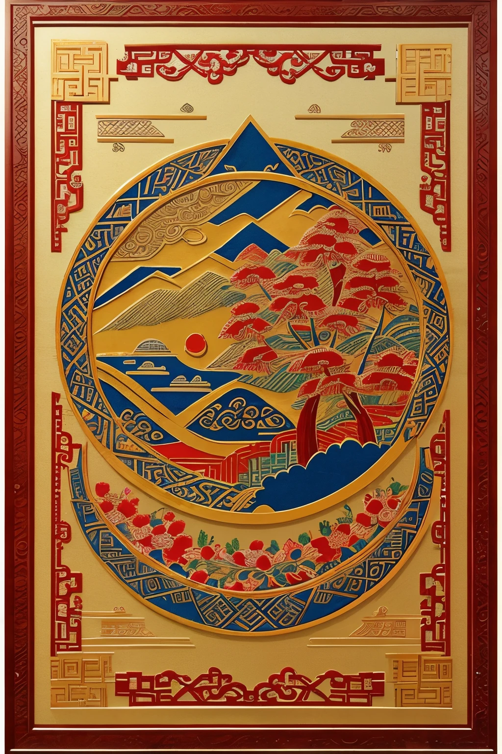 Sichuan embroidery,Jiangsu paper-cutting,Guangdong Ceramics,Shanxi paper-cutting,Yunnan cloth pattern,Jiangxi Paper Cutting,Fusion,Chinese oil painting
