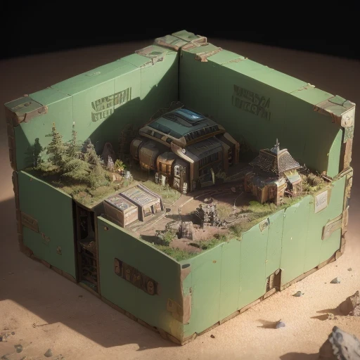 6598年Mars realistic model, (bifurcation, original photo, best quality, masterpiece:1.4),SteampunkCyberpunk6820 City,(CyberpunkMars light:1.3), Mars (related to land),(in a small nature box:1.3),Isometric, small nature, landscape on foundation,landscape,