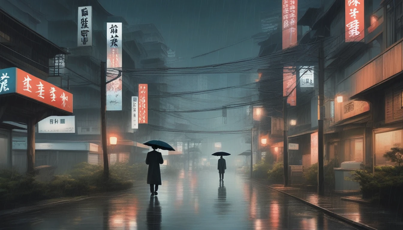 a detective was walking in the middle of the night, it was raining very hard, across the street there was a Japanese woman carrying an umbrella,CEO