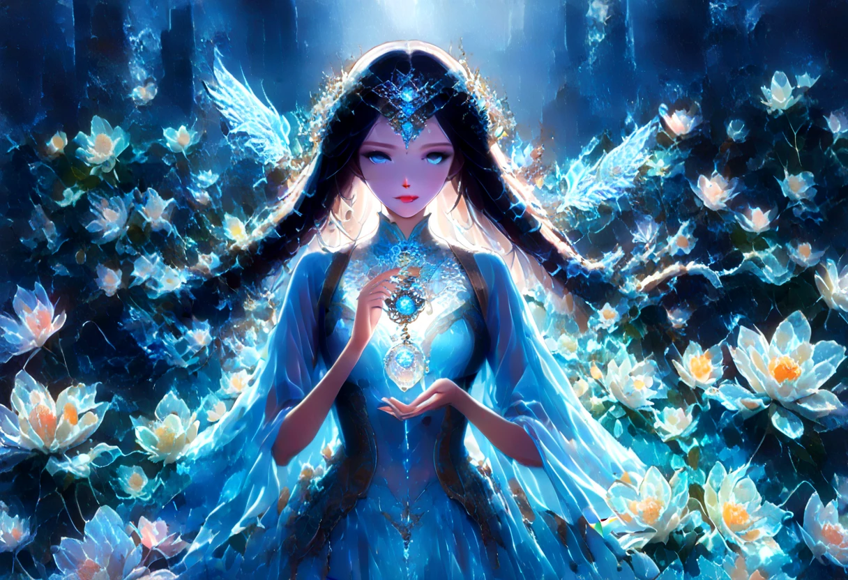 a girl with long hair, Wearing a flowing dress, Standing in front of a terrifying fantasy background created by countless hands (best quality,4K,high resolution,masterpiece:1.2). hands folded and carved into grotesque shapes, Adds an eerie and otherworldly atmosphere to the scene. Beautifully detailed girl's face, Have perforations, Lively eyes and sweet lips (Beautiful and delicate eyes, Beautiful and delicate lips, Extremely detailed eyes and face, long eyelashes). As she gazes into the distance,exude a sense of curiosity and wonder (curious expression).
The background is a mix of dark and bright colors, Surreal purple combination, blues, and black people (surreal color palette). The lighting is dramatic, cast shadow,Highlights the odd shape and outline of the folded hands (dramatic lighting). Each hand is intricately textured with a matte finish, Evoke the feeling of exquisite sculpture (sculptural texture). The arrangement of the hands is chaotic but deliberate, Form complex patterns and symbols (complex hand shape).
when the girl stands in the foreground, Her hair flows gently with the mysterious breeze (flowing hair). She holds a small pendant in her hand, emit a soft, radiant light (Radiant during). The pendant illuminates her face,And cast a faint light on the surrounding hands, Adds a surreal atmosphere (soft lighting). The ground beneath her feet is covered in an ethereal mist, Further enhance the mysterious atmosphere (ethereal mist).
The overall composition of the image is balanced, The girl's position is slightly off-center (balanced composition). The viewer's perspective is behind the girl, providing her perspective and an immersive experience (Immersive perspective). The level of detail in the image is very high, Highlight every intricate wrinkle and fold on your hands,and capture the nuances of a girl’s expressions and features