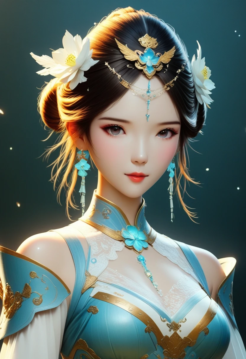 high quality, 4K, frame, Close-up portrait of brunette woman wearing white shirt and light blue skirt, Realistic anime girl rendering, Cute 3D anime girl rendering, April rendering, Anime vtuber full body model, full body xianxia, Live2D virtual Youtuber model, Smooth anime CG art, Realistic portrait full body realistic anime 3D style, Realistic full body  