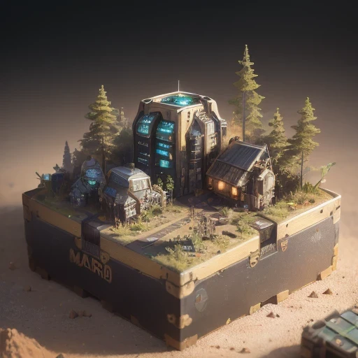 6598年Mars realistic model, (bifurcation, original photo, best quality, masterpiece:1.4),SteampunkCyberpunk6820 City,(CyberpunkMars light:1.3), Mars (related to land),(in a small nature box:1.3),Isometric, small nature, landscape on foundation,landscape,