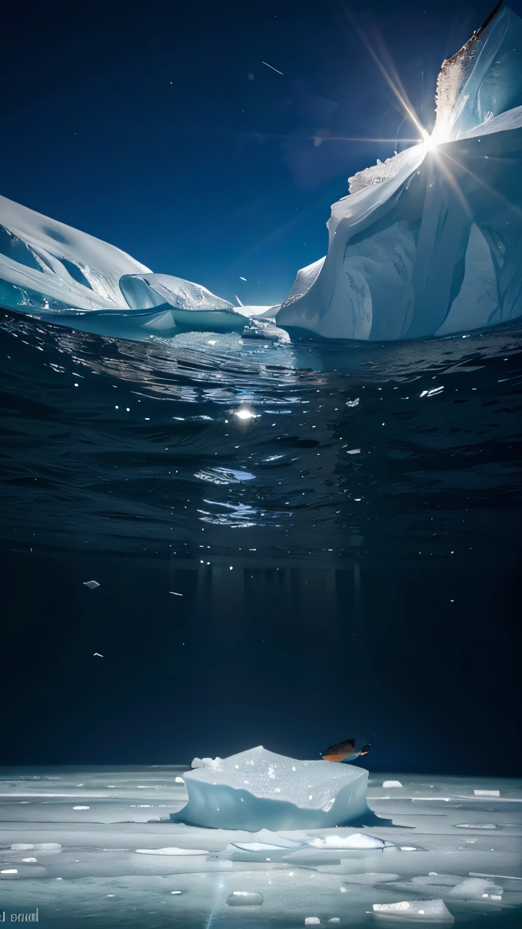 A lot of Fish under the polar ice caps, no person, 8k, high quality 