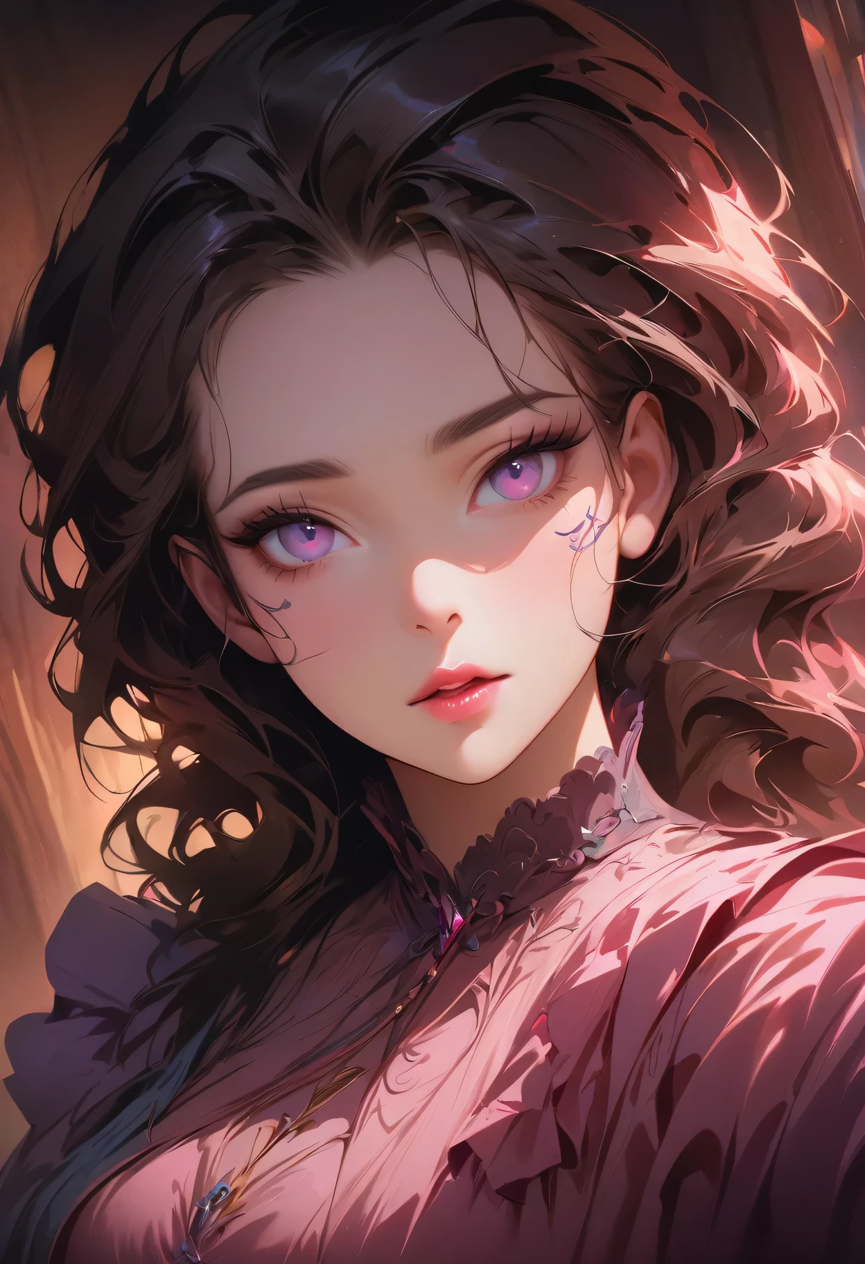 8K, best quality, masterpiece, ultra high resolution, (realism: 1.4), original photo, (Realistic skin texture: 1.3), (film grain: 1.3), (Selfie angle), 1 girl, pink clothes, Sapphire eyes and beautiful facial details, masterpiece, best quality, close up, Upper body