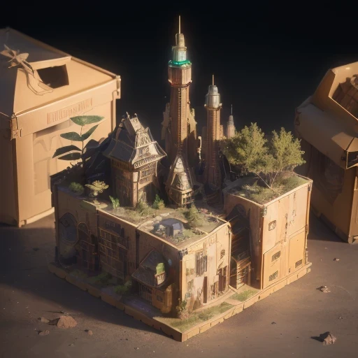6598年Mars realistic model, (bifurcation, original photo, best quality, masterpiece:1.4),SteampunkCyberpunk6820 City,(CyberpunkMars light:1.3), Mars (related to land),(in a small nature box:1.3),Isometric, small nature, landscape on foundation,landscape,