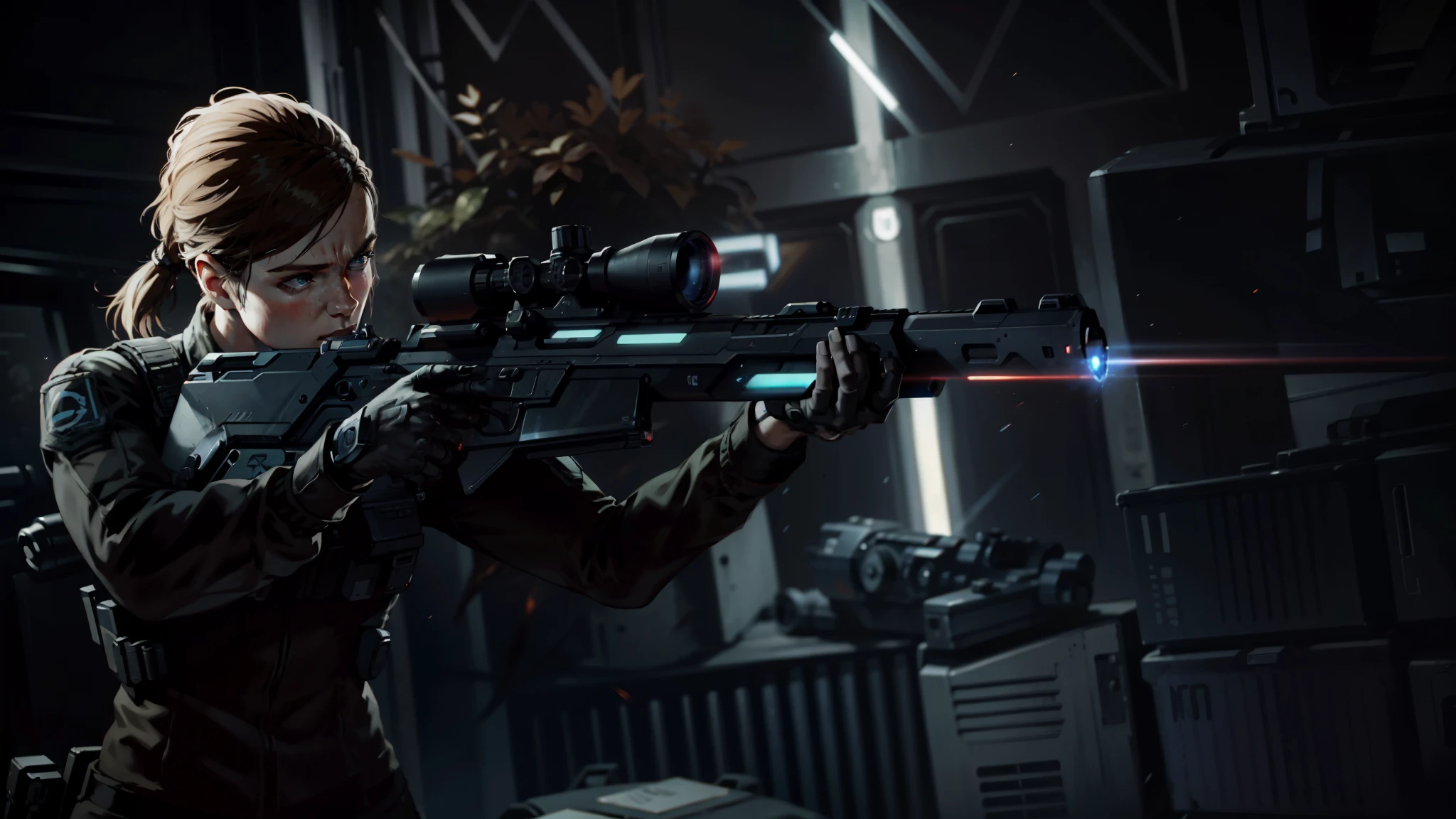 Close-up of a man holding a gun in the room, albert wesker, video game screenshots, Game CG, firing laser rifle, Femshep, Video game stills, 3rd person shooter, in the game, pulse rifle, PS 3 screenshots, laser rifles, Loading screen&quot;, phantom dust gameplay screenshot, a laser rifle, laser rifle, Charming Jill Valentine, Leg shot