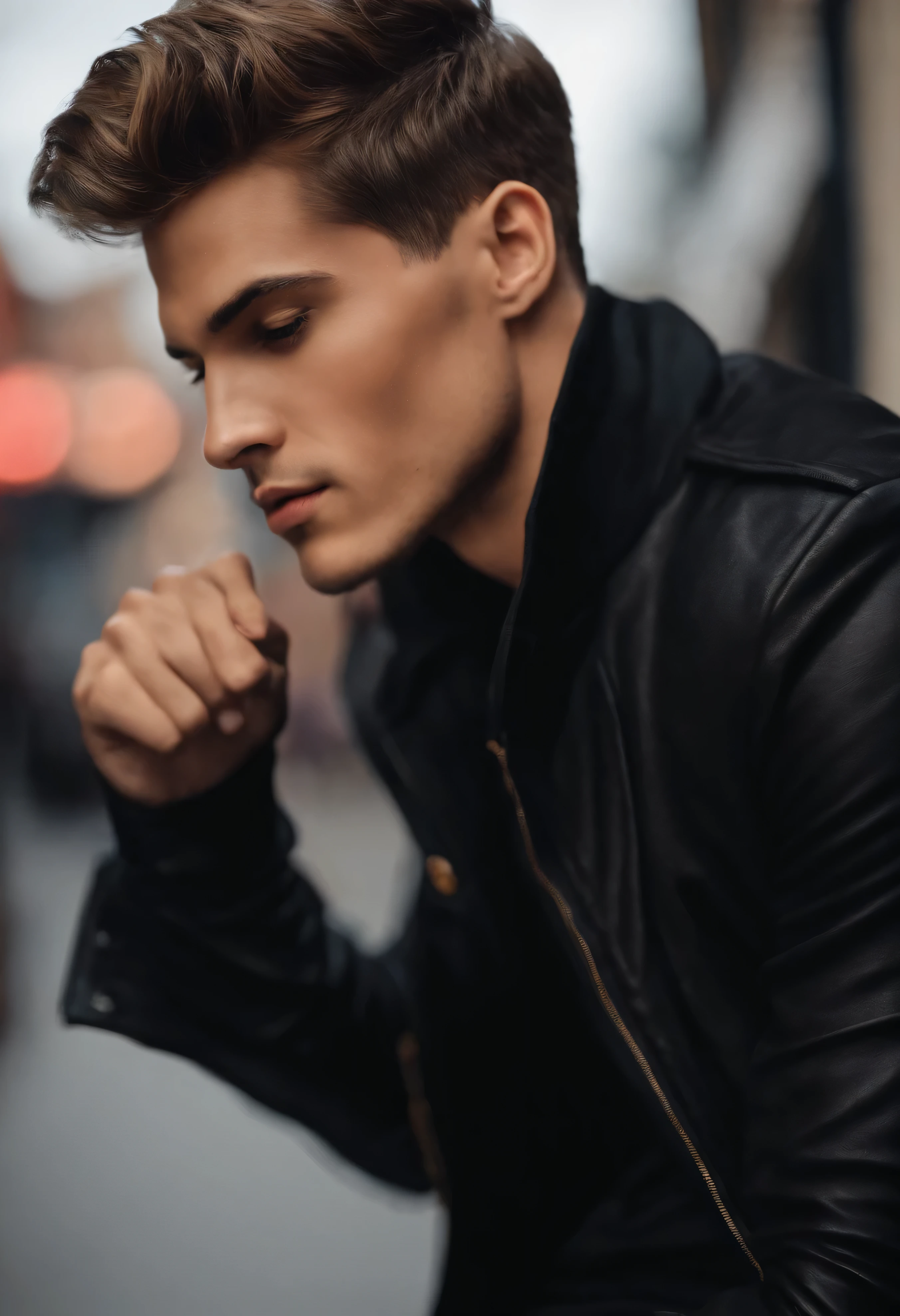 Charismatic Youngman wearing black clothes,