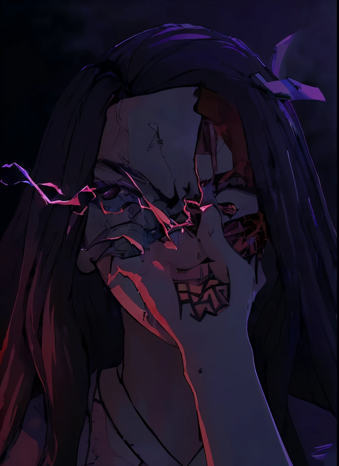 (front focus),(in the dark:1.6),, (masterpiece, top quality, best, official art, beautiful and aesthetic:1.2),(masterpiece, top quality, best quality, official art, beautiful and aesthetic:1.2),(masterpiece, top quality, best quality, official art, beautiful and aesthetic:1.2), 1girl, glitch art, (digital distortion), pixelated fragments, data corruption,colorful noise, visual chaos,contemporary aesthetics