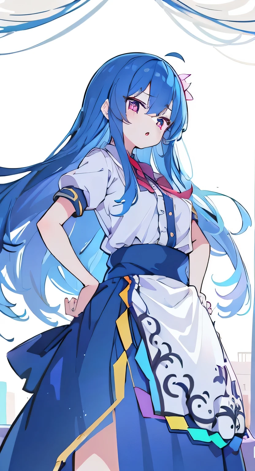 (masterpiece),best quality, expressive eyes, perfect face, 1girl,
hands on waist,beautiful, gorgeous,anime,girl,lora,hinanawi tenshi, blue hair, blue haired, floating clothes,waist grab, grabbing waist, mains sur les hanches , hands on hips,flat chest