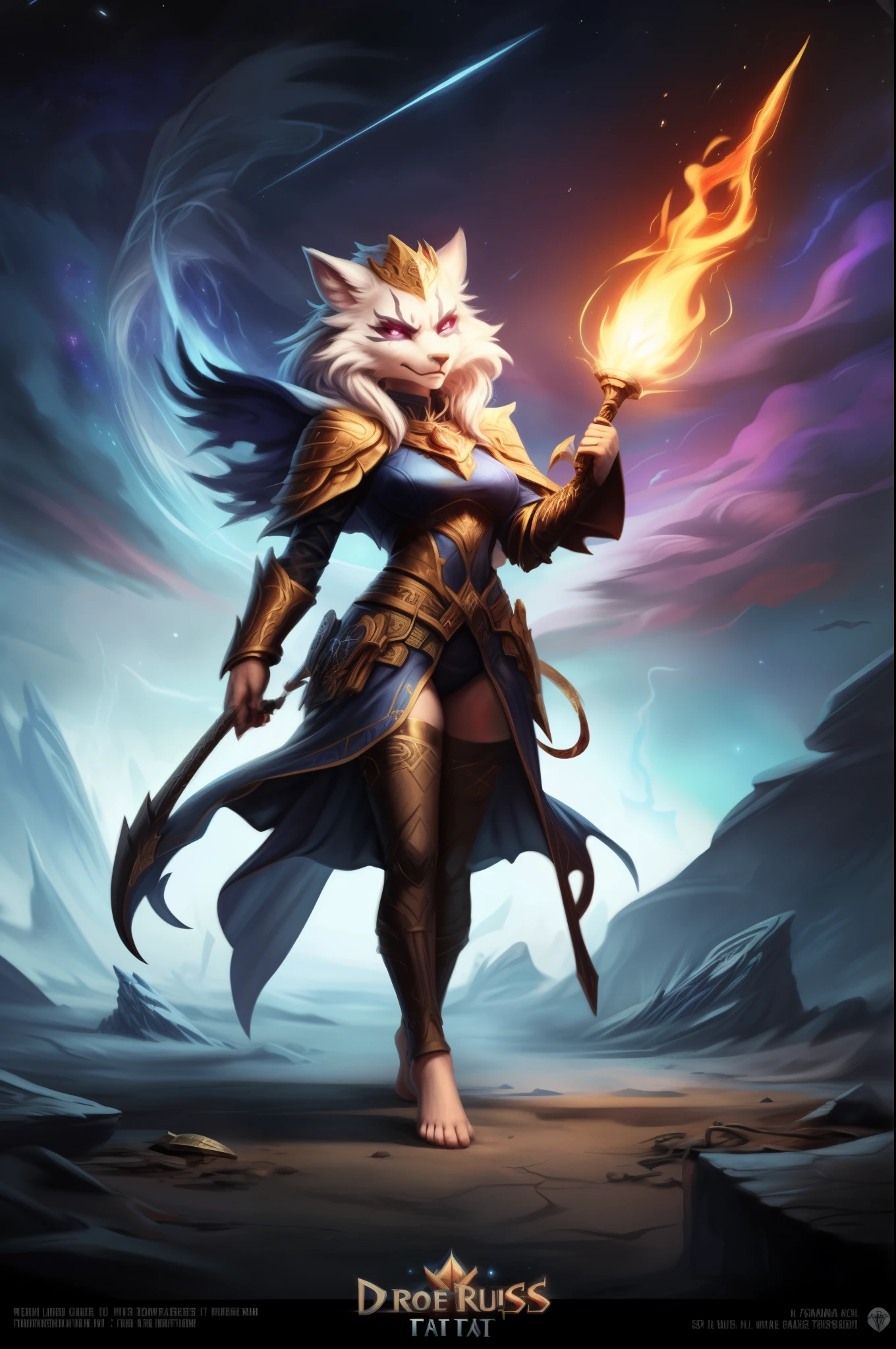 (((Barefoot furry character, full body, cinematic setting))) 

Sanctus Dominus
Infernus ad astra
Across the galaxy a new force of evil is rising
Wizards of chaos fighting the throne of brave king of Dundee
Entwined by mystic spells, they know where the sorcerer hidden
Imprisoned in ice on the planet of Knights
The powerful heroes of Crail
Aeons of warfare returning
No longer peace will survive
The intergalactic great Empire of Fife will die
For the king we will ride
Through the dark galactic skies
To defeat the foes
When the chaos wizards rise
Now the universe will burn
Evil sorcerer returns
Tragic fate rages tonight
Chaos wizards rise!
Sanctus Dominus
Infernus ad astra

BREAK, detailed background (modern lab), 8K, (masterpiece:1.5), intricate details, highly detailed, extreme detail, octane render, fine art, best quality, highres, (detailed face:1.5), ((full_body)), UHD, (((perfect hands)))