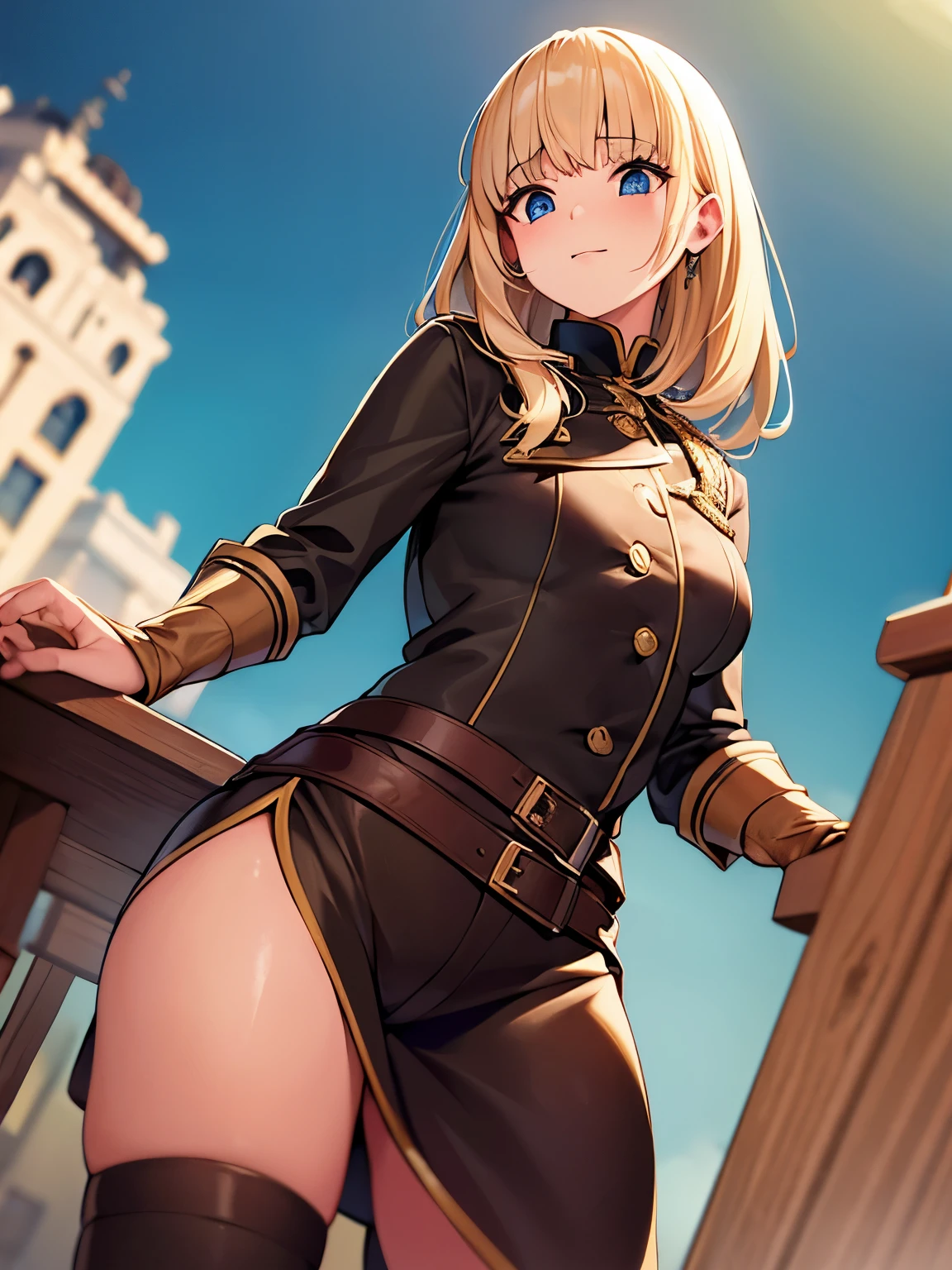 (extremely detailed CG unity 8k wallpaper),(masterpiece), (best quality), (ultra-detailed), (best illustration),(best shadow), (cowboy shot:1.2), (sharp eyeliner, eyeshadow, detailed eyes:1.1), london, big ben
,BREAK
welrod, from below, thigh holster, ass visible through thighs,
 <lora:Welrod:1>