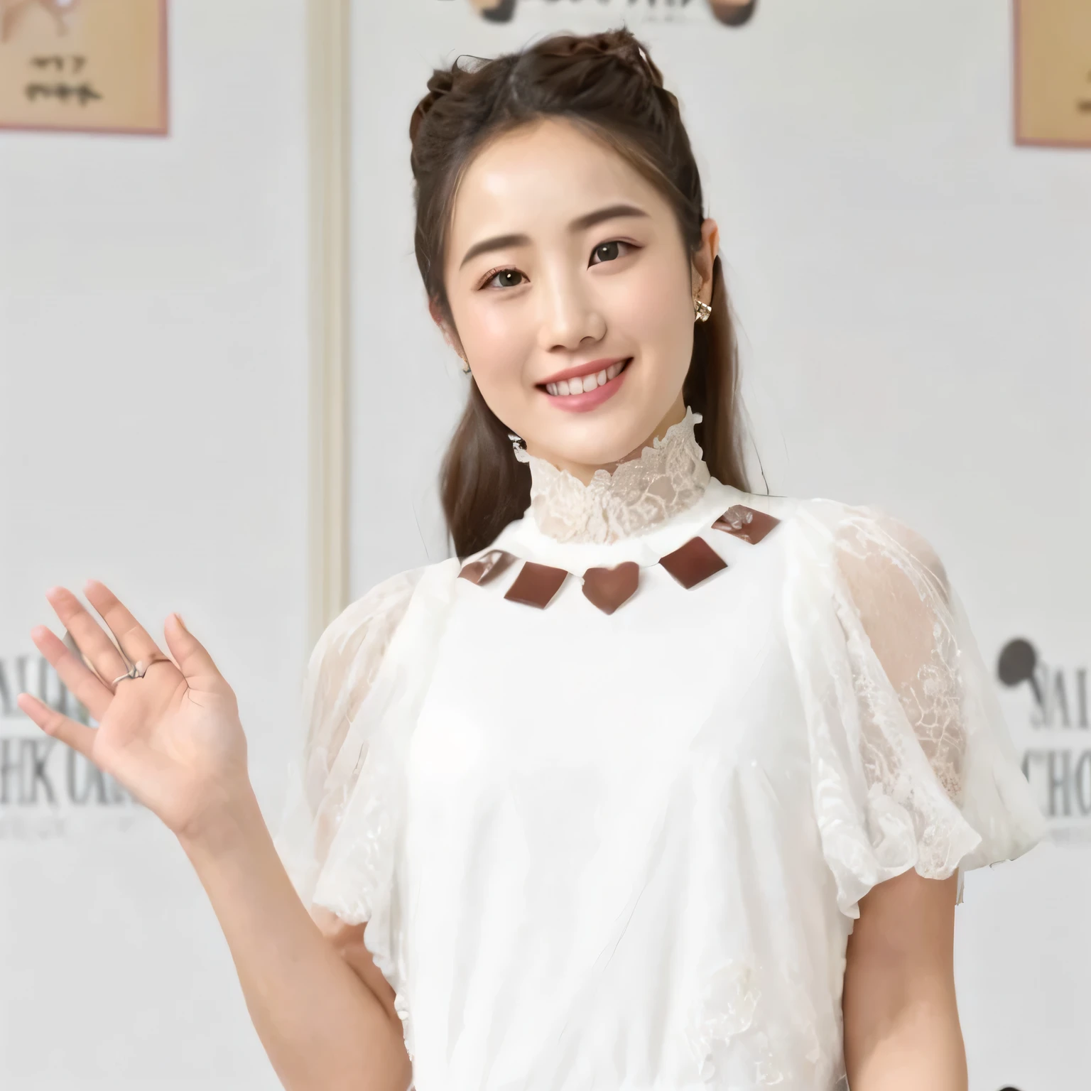 Close-up of a woman in a white dress holding a mobile phone, Dilraba Dilmurat, Yoshitomo Nara, like々cool japanese girl, cute - well-groomed - face, yami kawaii, Chiho, Chiho ashima, harumi, she has a cute expressive face, inspired by Yuko Tatsushima