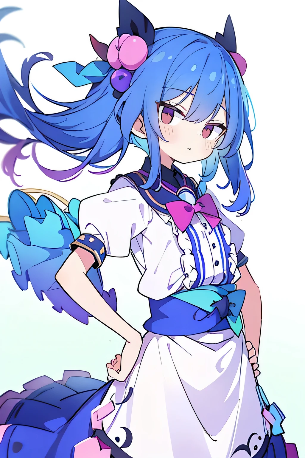 (masterpiece),best quality, expressive eyes, perfect face, 1girl,
Put your hands on your waist,fair, Gorgeous,Japanese cartoons,girl,lola,Hina Angel, blue hair, blue haired, floating clothes,Grab your waist, Grab your waist, hands on hips , hands on hips,flat chest