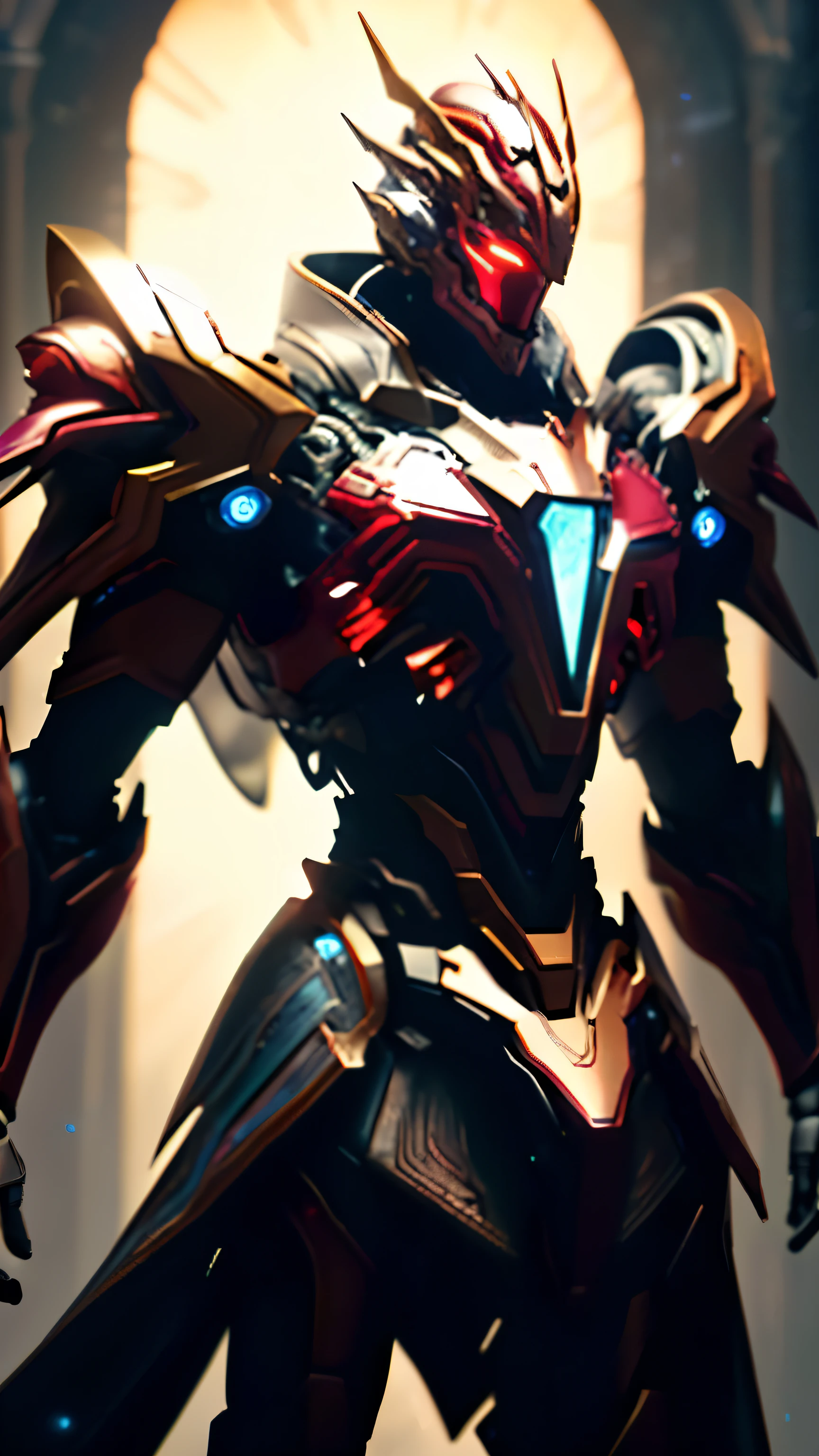 world style,Armor Man,crystal material(3D rendered armor,refractive index:1.76 - 1.78,Albedo:0.03 - 0.05,ambient Light:Between 20-50,color:deep red, medium saturation,Type of Light:ambient Light:1.2,Light source color:Arctic Light,Light source intensity:between 1 - 2,Light source direction:Adjust the position and direction of the Light source appropriately according to the shape and material of the object,Number of Light sources:2 - 3 Light sources )Crystal exoskeleton,red cloak,majestic male knight,detailed fantasy art,red crystal armor,(red crystal:15),(red 0.5),(crystal texture:1.5),Light slippery surface,high transparency,HD definition,Texture and detail inside the material,Piezoelectric effect,逆Piezoelectric effect,Light diffraction,amazing armor,2.5D CGI fantasy artwork, 4K details fantasy,high detail, Surrealism, Cubism, Constructivism, chiaroscuro, Light line tracing, backLight, stereoscopic view, Light, UHD, retina, masterpiece, precise, anatomically correct, High resolution, best quality, textured skin, HD, 4K
