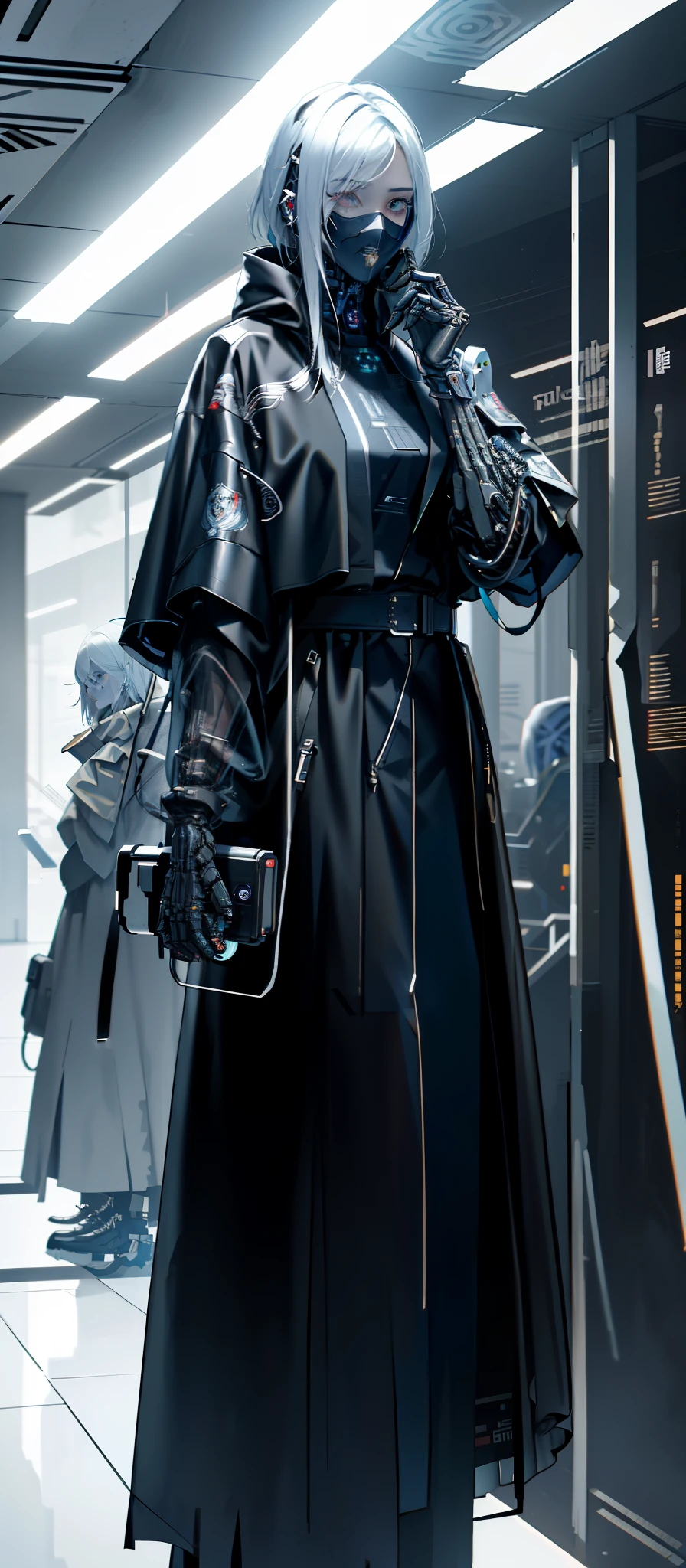 Alafide woman in black leather coat posing in corridor, Oppei Cyberpunk, female cyberpunk anime girl, perfect android girl, Cyberpunk 20 years old. oh,model girl, cyberpunk anime girl, cyberpunk girl, female body, Biomechanics OPPEIN, 2b, 2b, cgstation trends, surreal , Popular topics on cgstation
