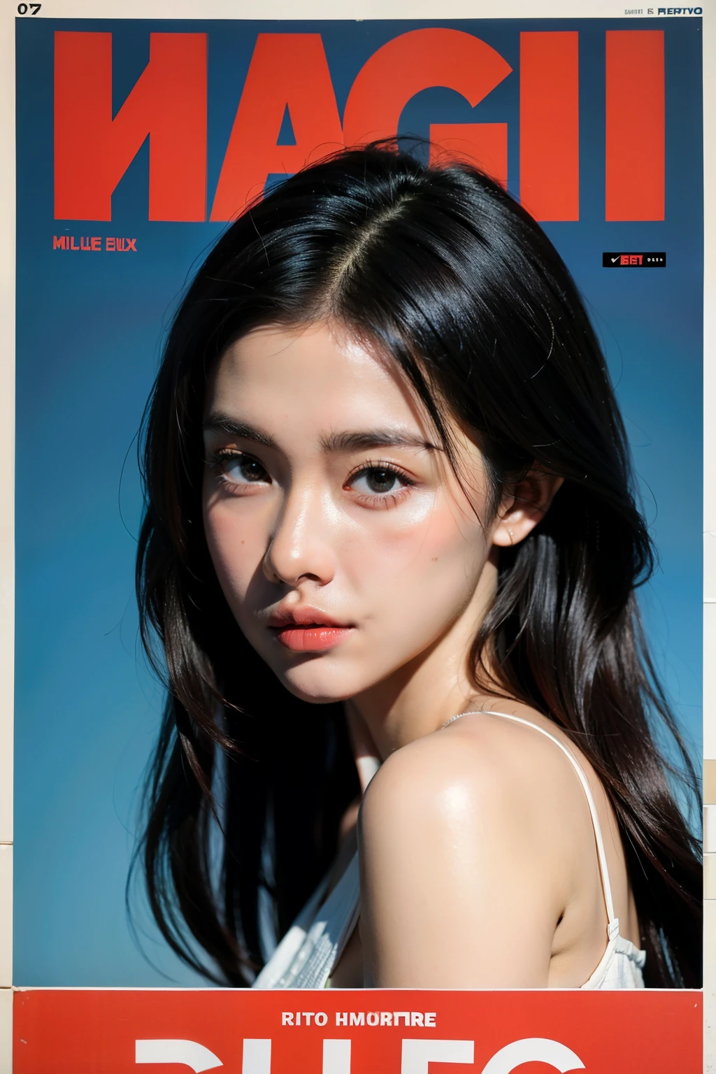 masterpiece, top quality, Highest image quality, A high resolution, Photorealistic, RAW photo, 8 k, retro game, Movie poster with a pixelated face in the middle, pixels, pacman, film cover, Лего movie style, advertising film poster, Video game cover,asian cute girl