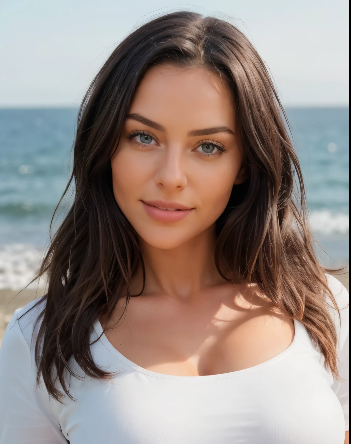 Beautiful brunette with blonde highlights, Badeanzug Black,( am Strand), Sehr detailiert, 22 Jahre alt, Gesicht unschuldig, Natural wavy hair, blaue Augen, high resolution, Meisterwerk, best quality, komplizierte hohe Detailgenauigkeit, sehr detailliert, scharfer Fokus, detaillierte Haut, realistic skin Textur, Textur, Detaillierte Augen, Fachmann, 4K, charming smile with white natural teeth, gefilmt mit Canon, 85 mm, shallow depth of field, Kodak Vision Color, perfectly fitting body, Extremely detailed, Fotografier_\(Ultra\), fotorealistisch, Realistisch, Nachbehandlung, maximale Details, Rauheit, wahres Leben, Ultra realist, Fotorealismus, Fotografie, 8K UHD, Fotografie, ((Body image, trained physique)), Meisterwerk, best quality, ultradetailliert, in der Stadt, (Nacht), Natur, heiter, Blick auf das Meer, Happy, Schatten, Kontrast, klarer Himmel, Stil, (warmer Farbton, warmer Ton: 1.2), Nahaufnahme, Filmisches Licht, Seitenbeleuchtung, Ultrahigh resolution, bester Schatten, ROH, Gesichtsteil, ernster Blick, Normal breasts, 4K, Natur, Spitze, (full Body ) , from feet to head ,full size body, black full body, more realistic, extrem real women