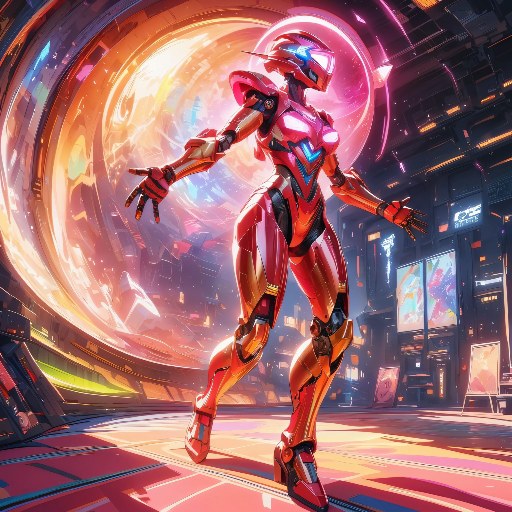 whole body,alone,[:(black background:1.5):90],gradient background,1Mechanical Girl,(1 carat gold:1.2),beautiful curves,Machine made joints,mechanical limbs,blood vessels connected to tubes,Mechanical vertebrae attached to the back,Mechanical cervical spine attached to the neck,lamp on armor,Mecha head mirror,glowing arms,laser eye,poker face,glowing skin,Dynamic angle, (colorful:1.2),outline,watercolor,high dynamic range,Ray tracing,NVIDIA RTX,subsurface scattering,PBR texture,post processing,Anisotropic filtering,depth of field,Maximum clarity and sharpness,16k original,glowing particles,movie lighting,lens flare,dramatic_shadow,fantasy,Color difference, intricate details,ultra high resolution,(lifelike:1.4),dramatic lighting,
