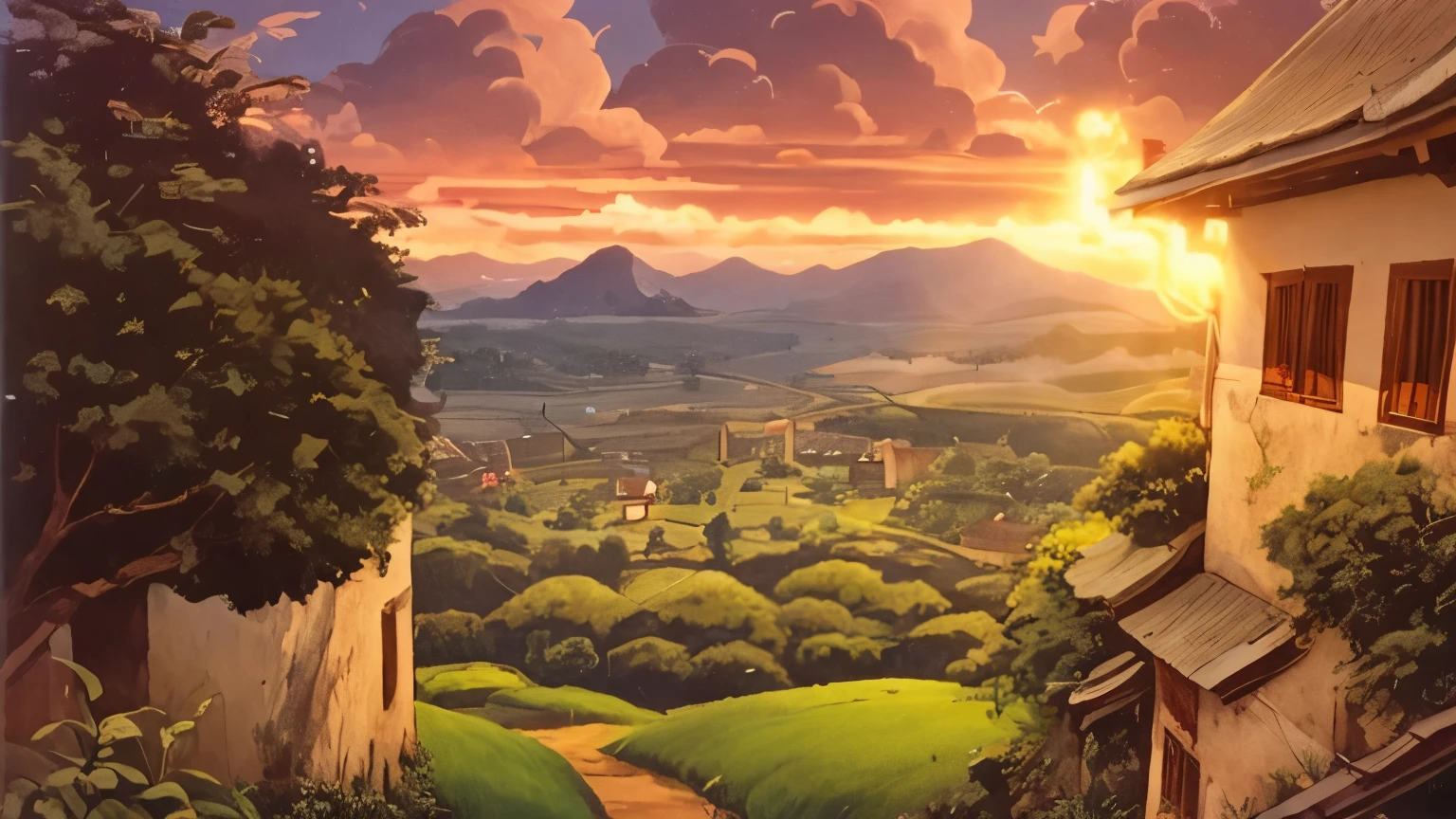 A peaceful countryside,Aaron and the villagers are busy preparing for the fireworks event。