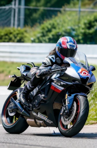 best quality, detailed, beautiful, insanely detailed, absurdres,perfect ,
Japanese woman,black hair,27 years old,
(slender),
(small breasts),
Arafed motorcycle racer leaning on the race track, macoto takahashi, ok, happy birthday, spain rodriguez, getty images, art, still, 8k HQ, flowers around, of, high definition 4k wallpaper, sci-fi, HD wallpaper, inspired by Alonso Vazquez, at midnight, panning shot, wide angle action