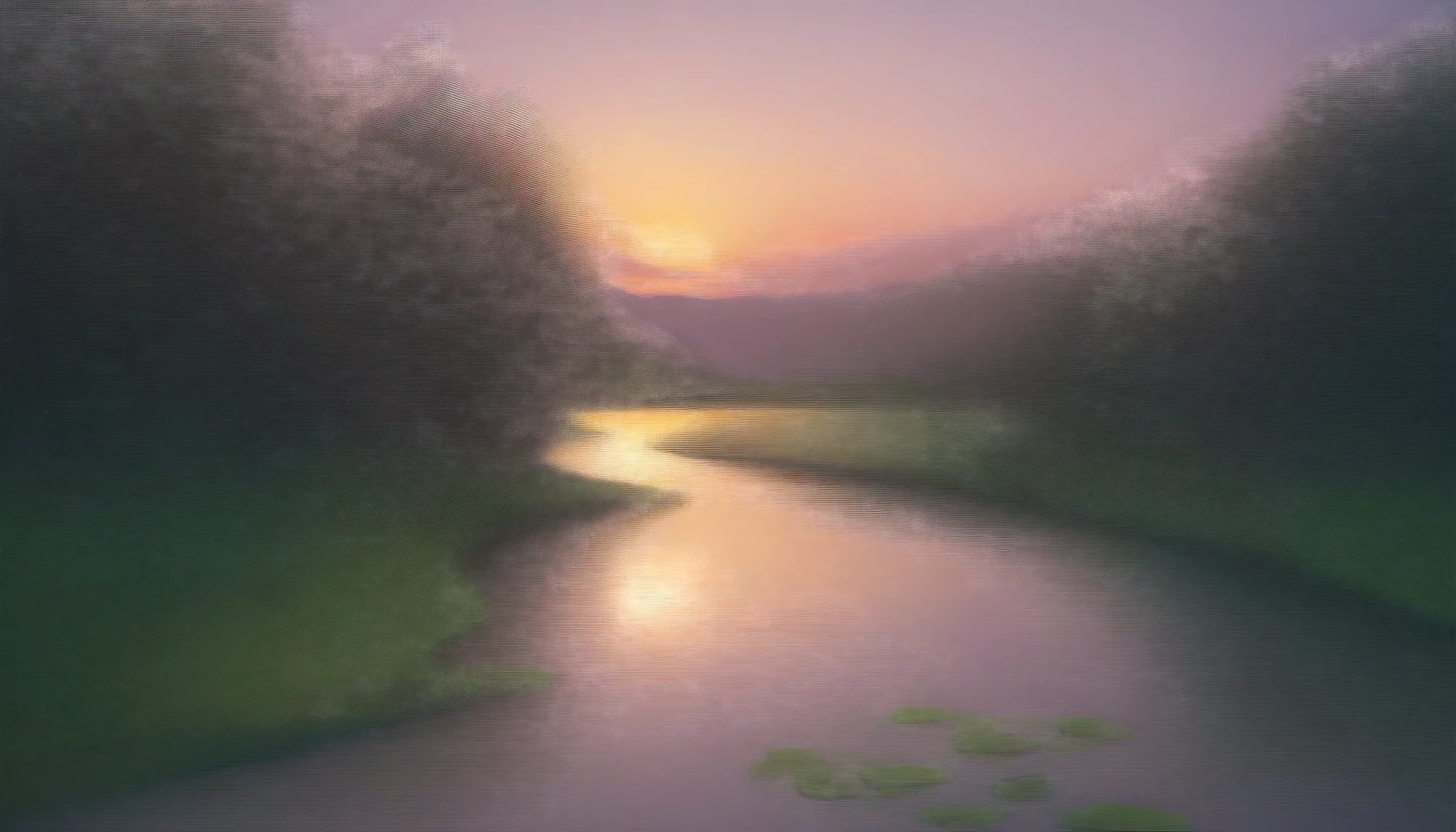 masterpiece, best quality, very aesthetic, absurdres, Evening Pond, sunset sky