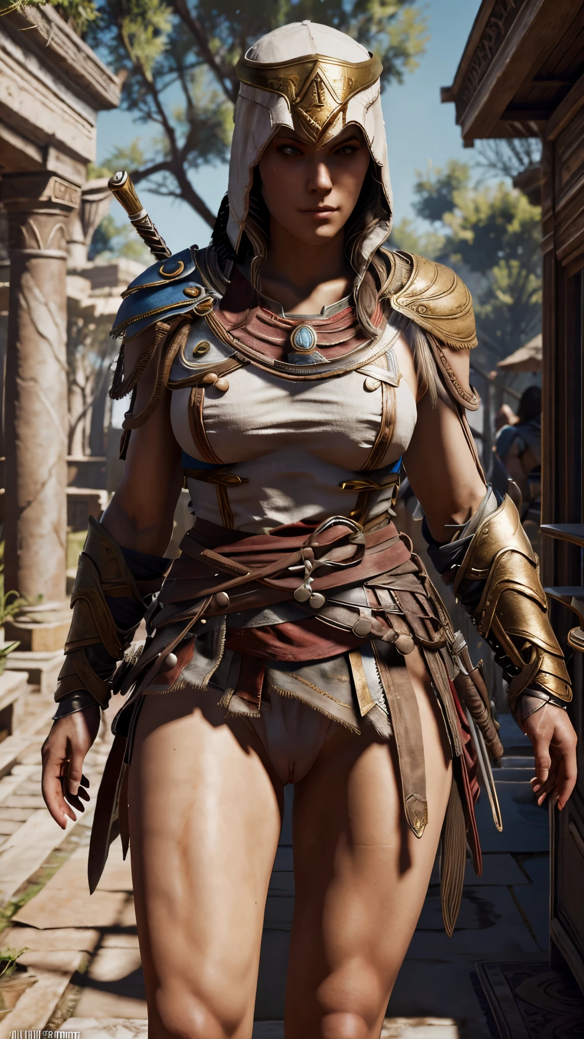 Very nsfw, extremely detailed Kassandra Assassin's Creed Universe sexy pose, revealing clothing, 