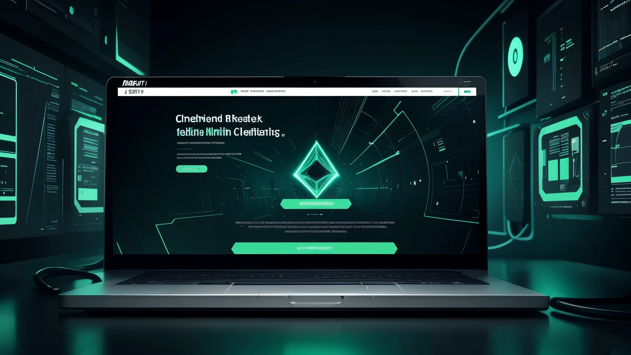 create me an background for an electronic health record website which is based on block chani i need it in futeristic style where it looks more scifi i want it in green and black colour combo my website name is MedSafe mention it in the image in english without changing its speellings