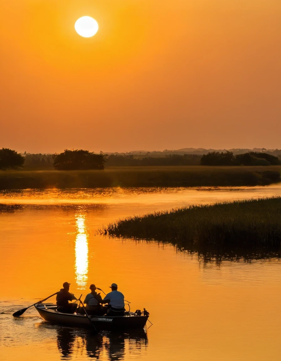 Golden pond，sunset，sparkling，Backlighting equipment for couple on boat:SonyA77(Standalone) [SONY（Sony）digital camera]  lens:70-300mm F4-5.6 SSM time:2017-09-24 17:37:02 Shutter:1/8000 aperture:F/6.3 focal length:300mm sensitivity:0  