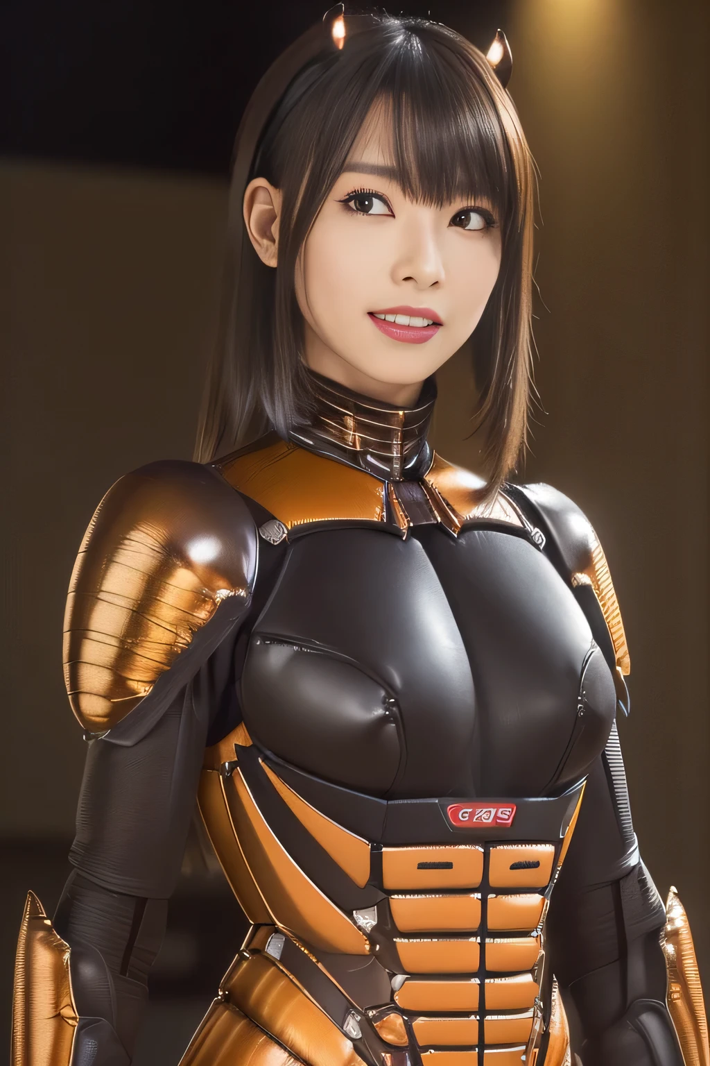 (high resolution,masterpiece,best quality,extremely detailed CG, anime, official art:1.4), realistic, photo, amazing fine details, all intricate, gloss and shiny,awesome many layers, 8k wall paper, 3d, sketch, kawaii, illustration,( solo:1.4), perfect female proportion,villainess, (fusion of dark brown cockroach and lady:1.4), (brown cockroach form lady:1.2), (brown cockroach lady:1.2), (fusion:1.2), (solo:1.4), (evil smile:1.2), muscular, abs, (cockroach brown exoskeleton bio insect suit:1.4), (cockroach brown exoskeleton bio insect armor:1.2), (brown transparency cockroach wing:1.4), (brown cockroach antennae:1.3),