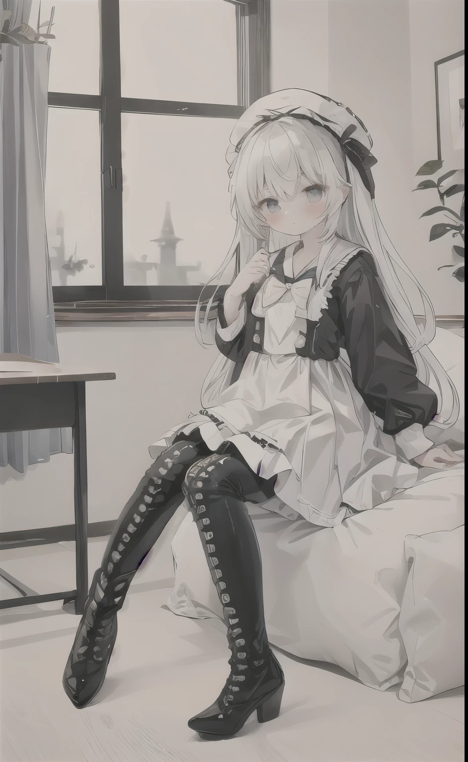 .best quality,(kawaii:1.1),(Lovely),(high resolution:1.2),Incredibly Ridiculous Resources:1.3,Incredibly beautiful illustrations,Lovely女性 ,ta,white pantyhosebest quality,(kawaii:1.1),(Lovely),(high resolution:1.2),Incredibly Ridiculous Resources:1.3,Incredibly beautiful illustrations,Lovely女性 ,Lolihite pantyhose,classroom scene害羞,blush,white boots,classroom scene,for the audience,stand