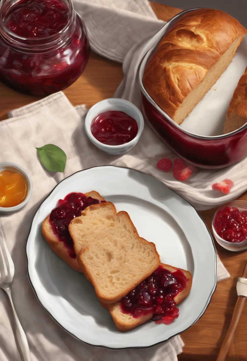 Jam bread recipe, in the style of digital painting and drawing, detailed sketches --no Japanese text --ar 3:4 --q 2 --s 750 --niji 5