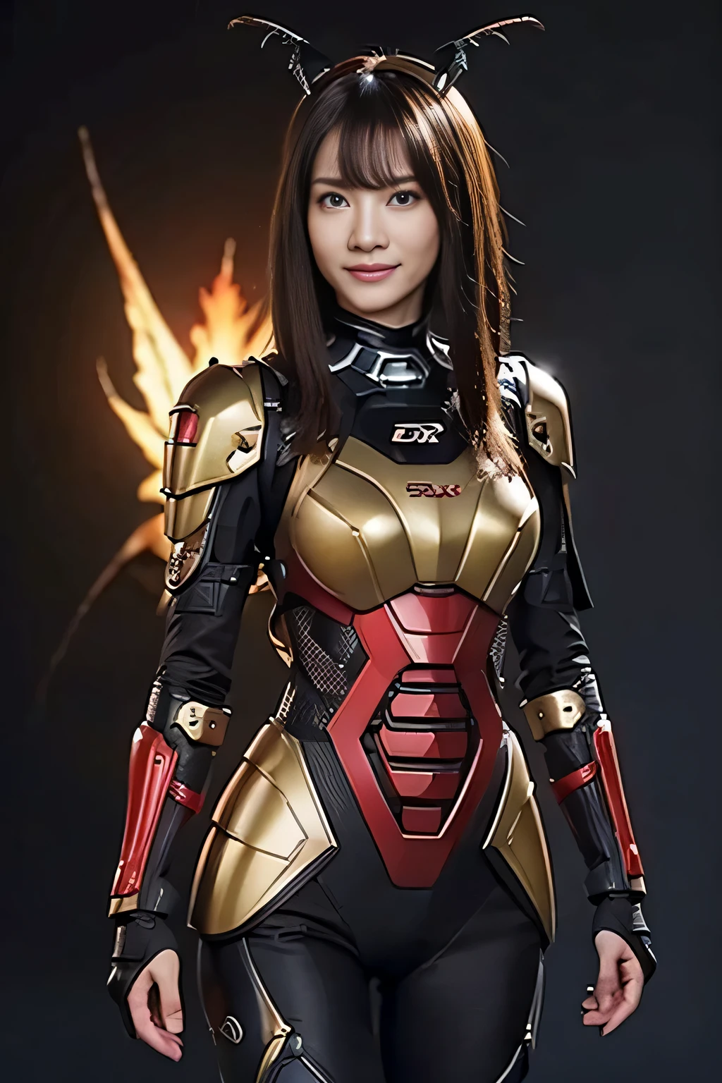 (high resolution,masterpiece,best quality,extremely detailed CG, anime, official art:1.4), realistic, photo, amazing fine details, all intricate, gloss and shiny,awesome many layers, 8k wall paper, 3d, sketch, kawaii, illustration,( solo:1.4), perfect female proportion,villainess, (fusion of dark brown cockroach and lady:1.4), (brown cockroach form lady:1.2), (brown cockroach lady:1.2), (fusion:1.2), (solo:1.4), (evil smile:1.2), muscular, abs, (cockroach brown exoskeleton bio insect suit:1.4), (cockroach brown exoskeleton bio insect armor:1.2), (brown transparency cockroach wing:1.4), (brown cockroach antennae:1.3),