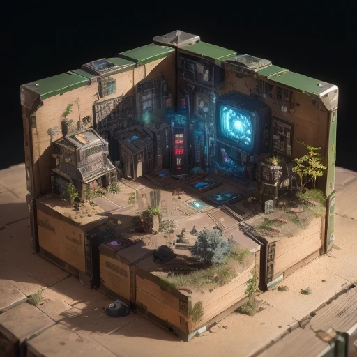 6598年Mars realistic model, (bifurcation, original photo, best quality, masterpiece:1.4),SteampunkCyberpunk6820 City,(CyberpunkMars light:1.3), Mars (related to land),(in a small nature box:1.3),Isometric, small nature, landscape on foundation,landscape,