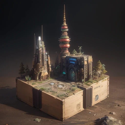 6598年Mars realistic model, (bifurcation, original photo, best quality, masterpiece:1.4),SteampunkCyberpunk6820 City,(CyberpunkMars light:1.3), Mars (related to land),(in a small nature box:1.3),Isometric, small nature, landscape on foundation,landscape,